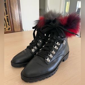 REBECCA MINKOFF LEATHER & FUR TRIM BOOTS!